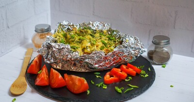 Батат с курицей в духовке
