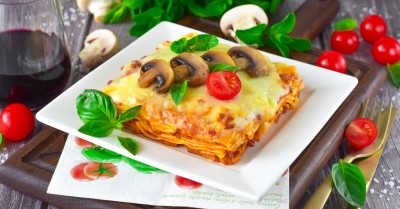 Лазанья с фаршем и грибами в духовке