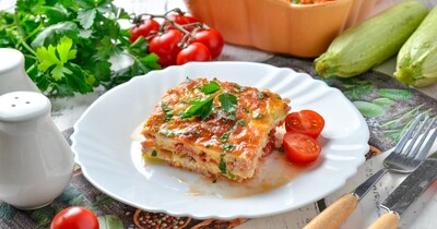 Лазанья из кабачков с фаршем в духовке