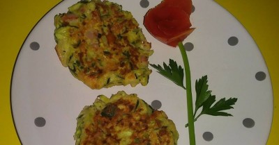 Оладьи из кабачков с сыром и ветчиной