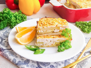 Картошка с куриным фаршем в духовке